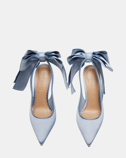 TEACUP Blue Satin Women's Pointed-Toe Slingback Heel | Steve Madden Top Pick