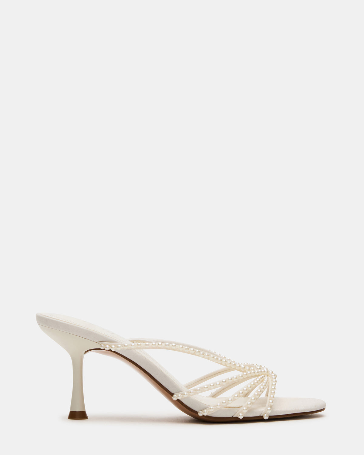 EDNA Pearl White Strappy Mule Women's Heel | Steve Madden Featured