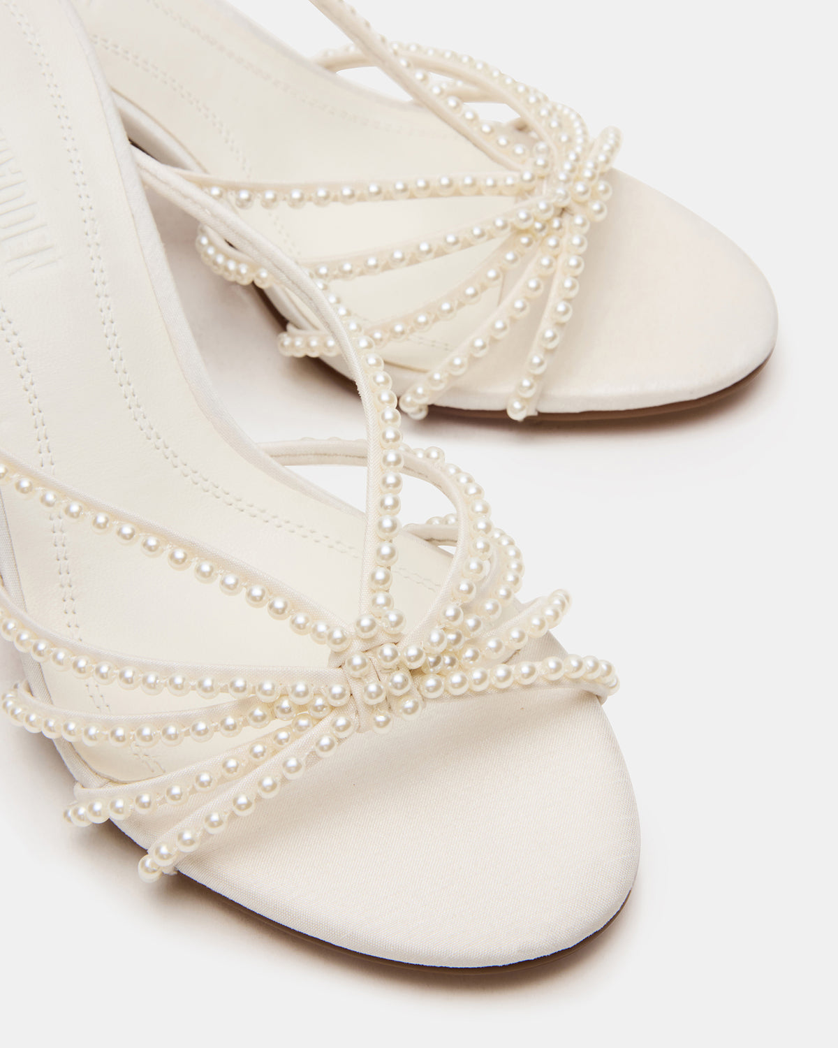 EDNA Pearl White Strappy Mule Women's Heel | Steve Madden Featured
