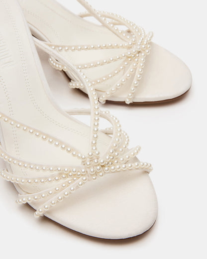 EDNA Pearl White Strappy Mule Women's Heel | Steve Madden Featured