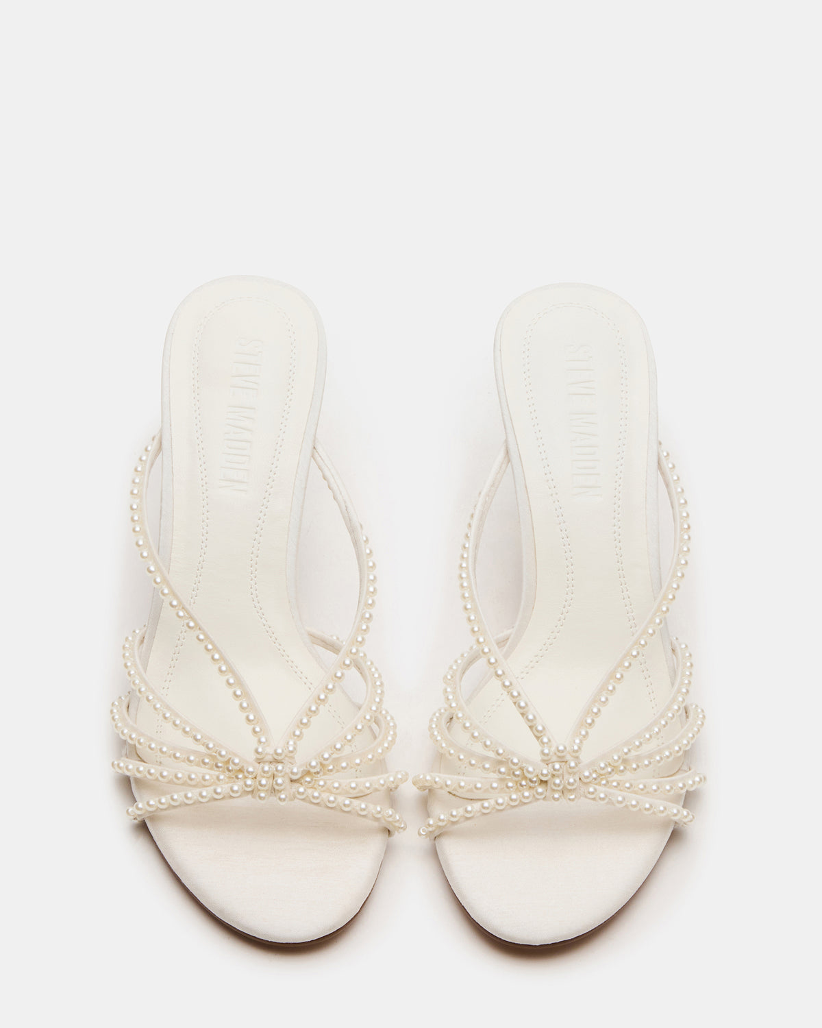 EDNA Pearl White Strappy Mule Women's Heel | Steve Madden Featured