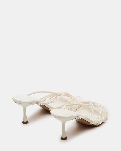 EDNA Pearl White Strappy Mule Women's Heel | Steve Madden Featured