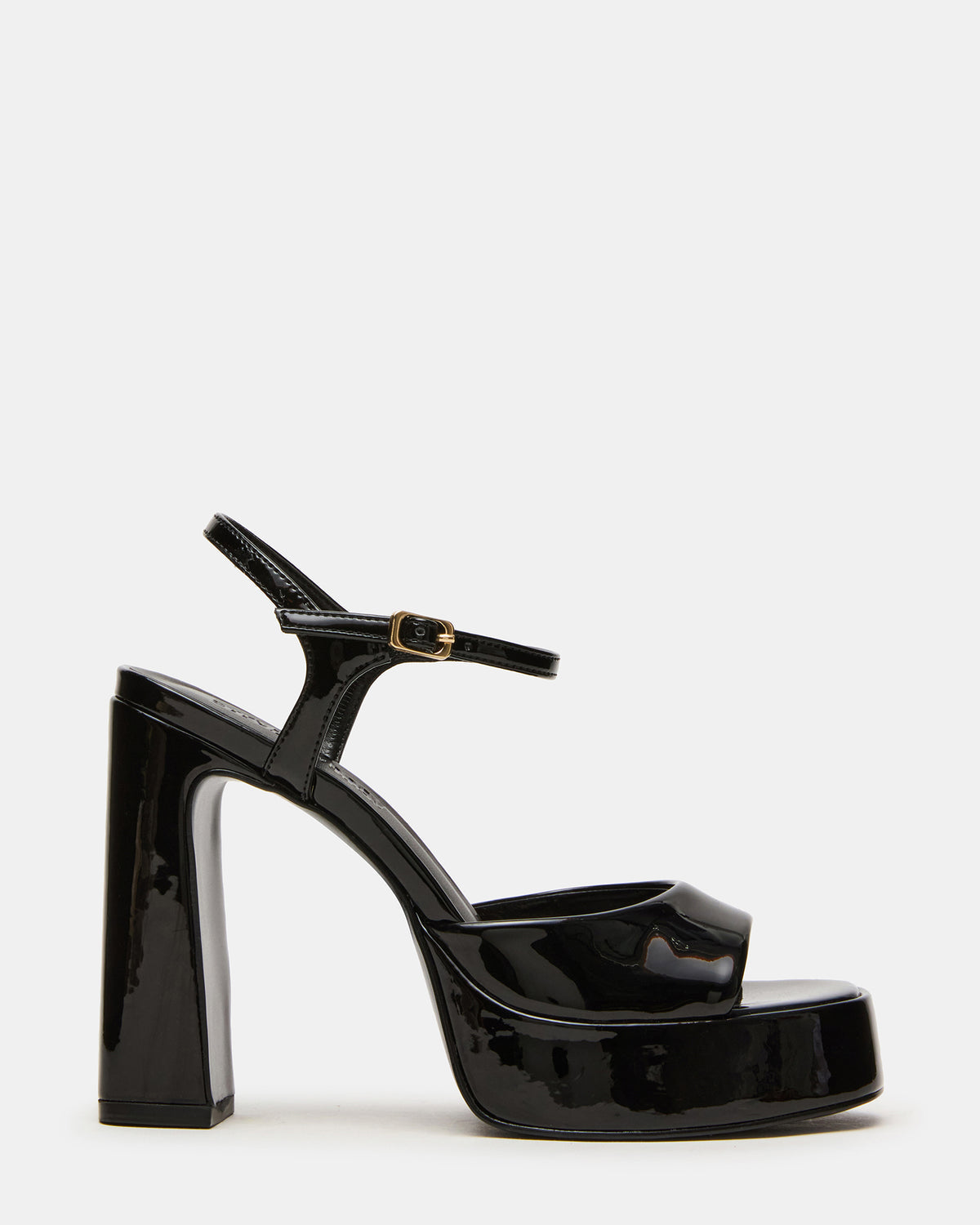LIANDRA Black Patent Women's Platform Square-Toe Strappy Heel | Steve Madden Latest