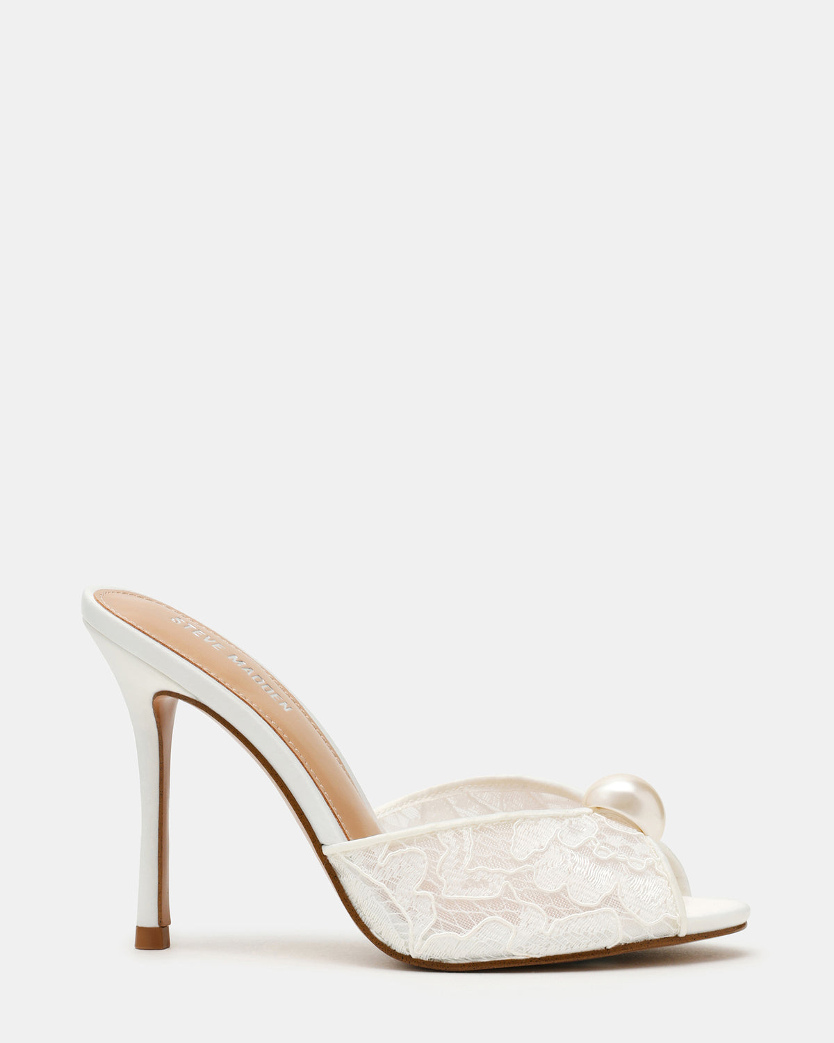 PRIYA Pearl White Lace Mule Women's Heel | Steve Madden Great Value