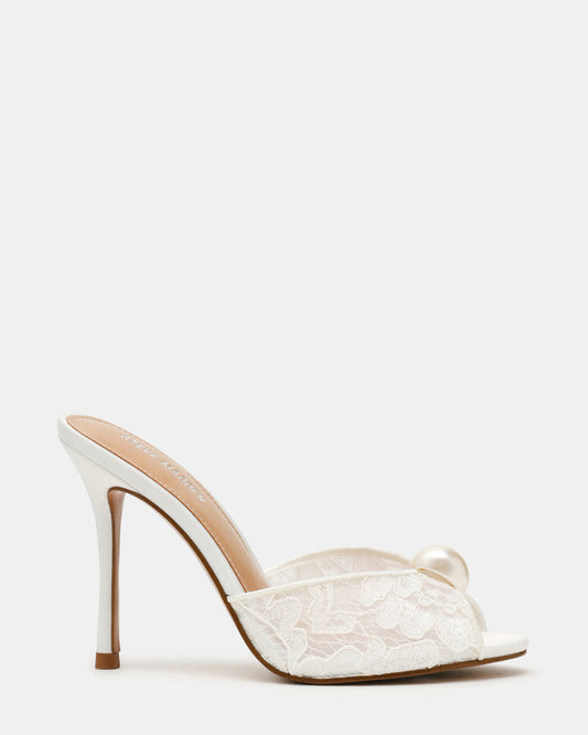 PRIYA Pearl White Lace Mule Women's Heel | Steve Madden Great Value
