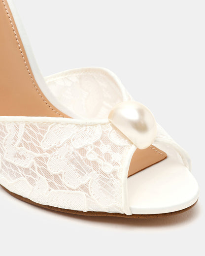 PRIYA Pearl White Lace Mule Women's Heel | Steve Madden Great Value