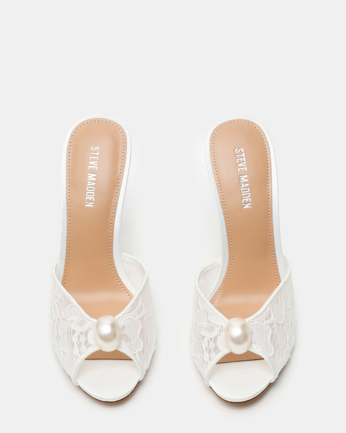 PRIYA Pearl White Lace Mule Women's Heel | Steve Madden Great Value