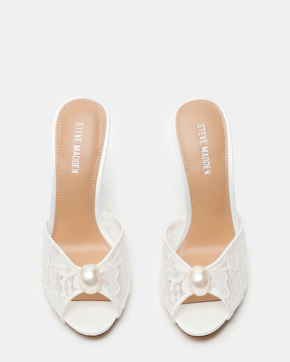 PRIYA Pearl White Lace Mule Women's Heel | Steve Madden Great Value