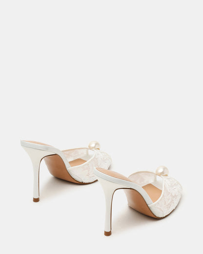 PRIYA Pearl White Lace Mule Women's Heel | Steve Madden Great Value