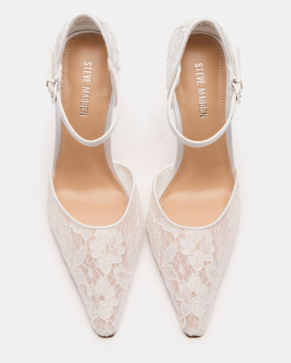 AVANT White Lace Pointed-Toe Stiletto Pump Women's Heel | Steve Madden Smart Buy