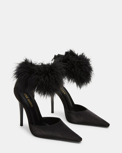 ELUSIVE Black Satin Pointed-Toe Stiletto Pump Women's Heel | Steve Madden Discount