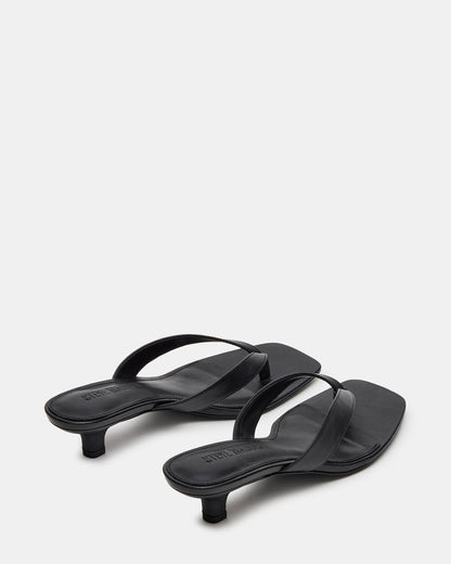 TRACIE Black Leather Thong Strap Women's Kitten Heel | Steve Madden Classic