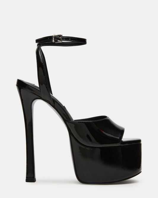 OLYSSIA Black Platform Stiletto Ankle Strap Women's Heel | Steve Madden Quality