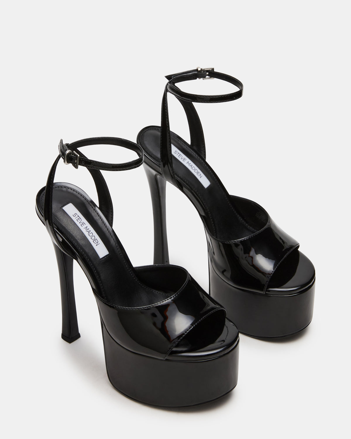 OLYSSIA Black Platform Stiletto Ankle Strap Women's Heel | Steve Madden Quality