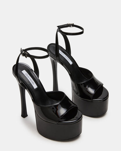 OLYSSIA Black Platform Stiletto Ankle Strap Women's Heel | Steve Madden Quality