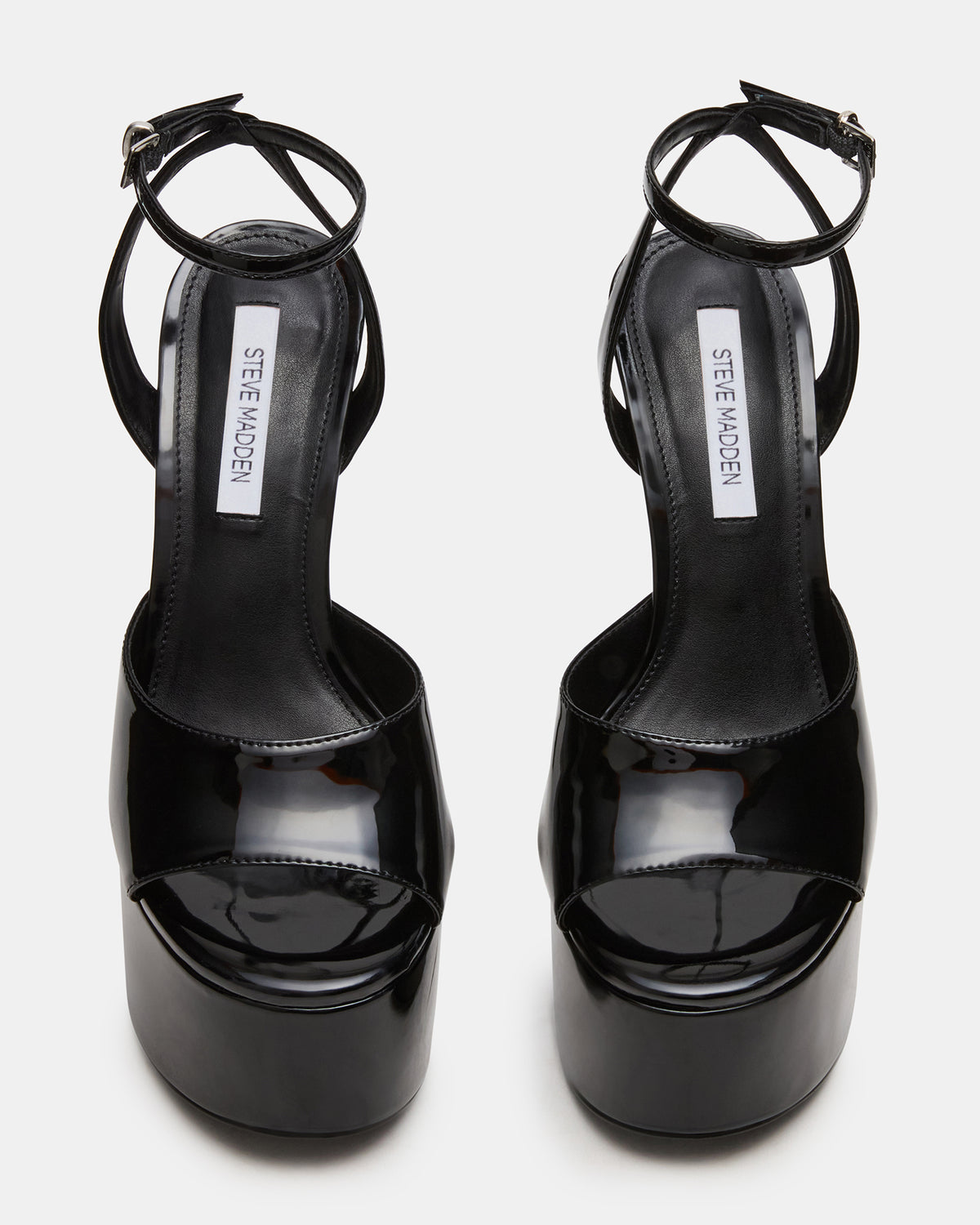 OLYSSIA Black Platform Stiletto Ankle Strap Women's Heel | Steve Madden Quality