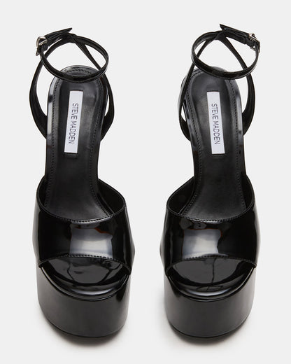 OLYSSIA Black Platform Stiletto Ankle Strap Women's Heel | Steve Madden Quality