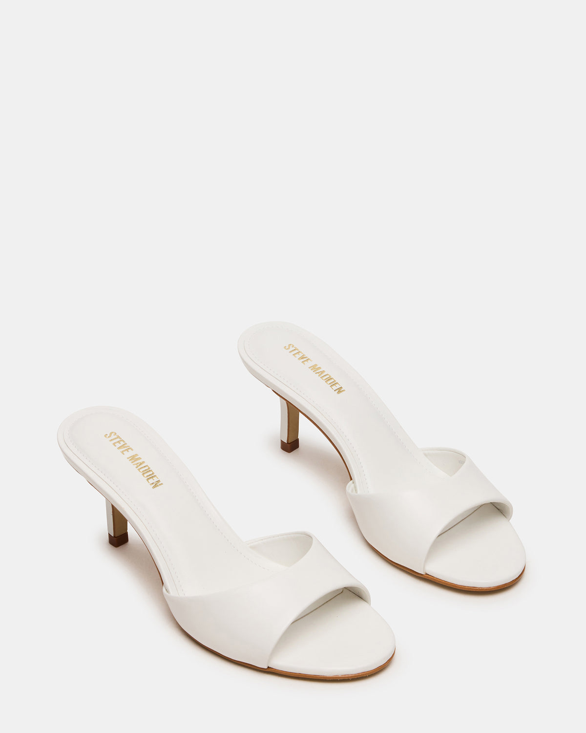 KENDRIX White Leather Mule Stiletto Women's Heel | Steve Madden Customer Favorite