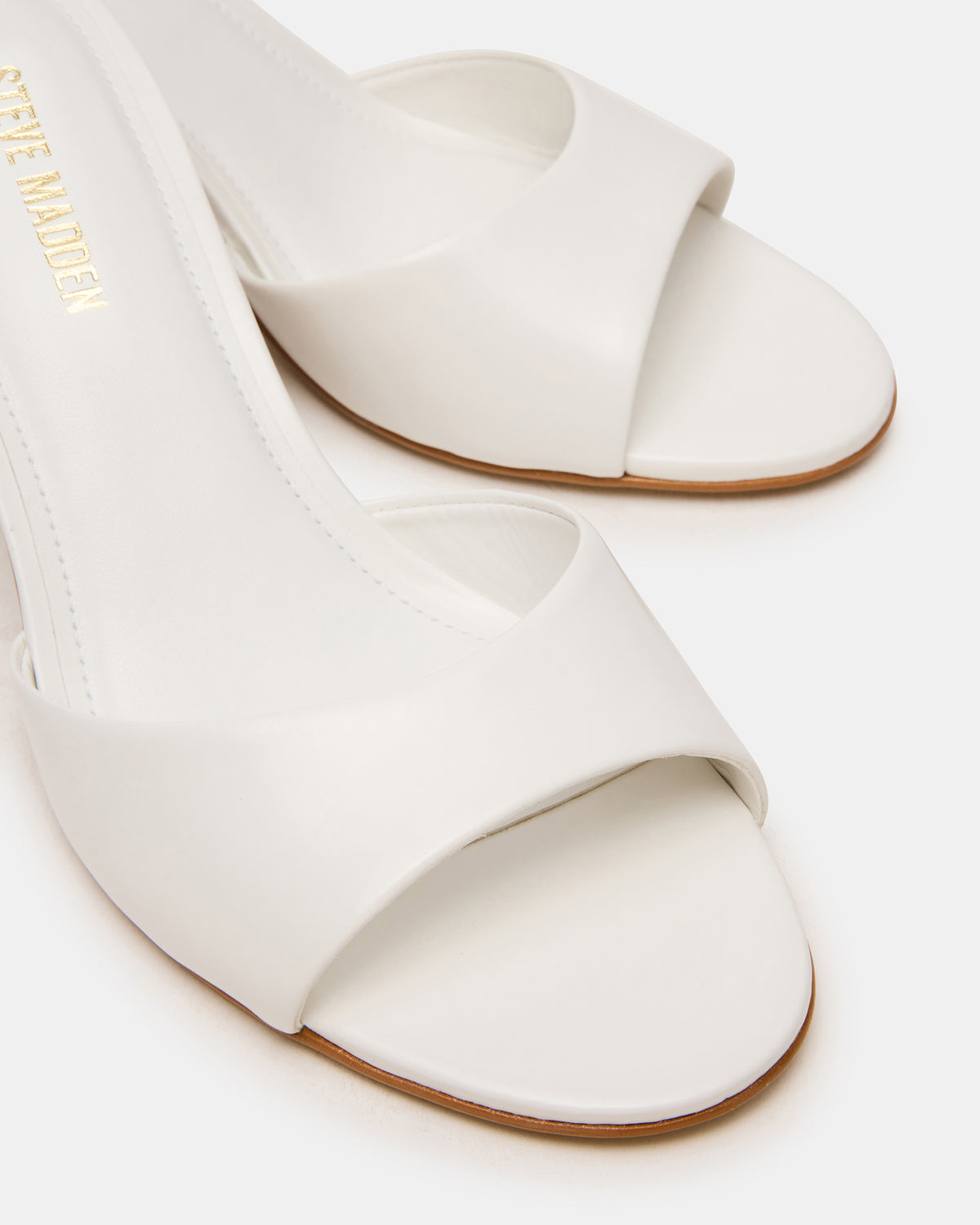 KENDRIX White Leather Mule Stiletto Women's Heel | Steve Madden Customer Favorite