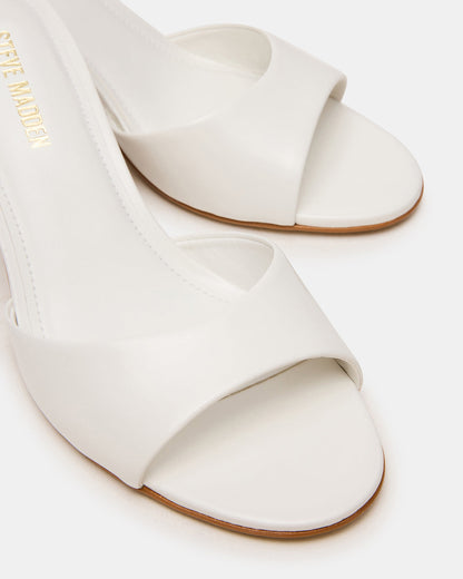KENDRIX White Leather Mule Stiletto Women's Heel | Steve Madden Customer Favorite