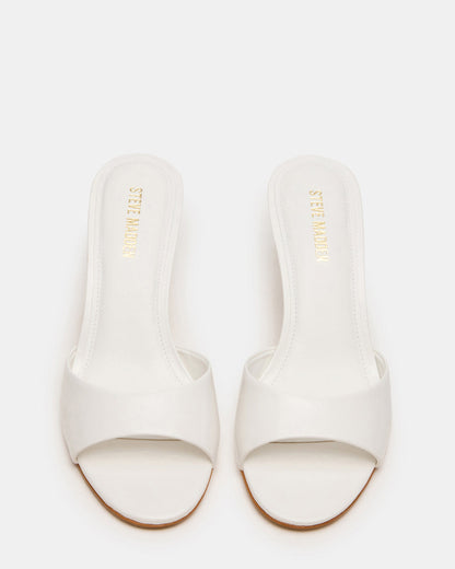 KENDRIX White Leather Mule Stiletto Women's Heel | Steve Madden Customer Favorite