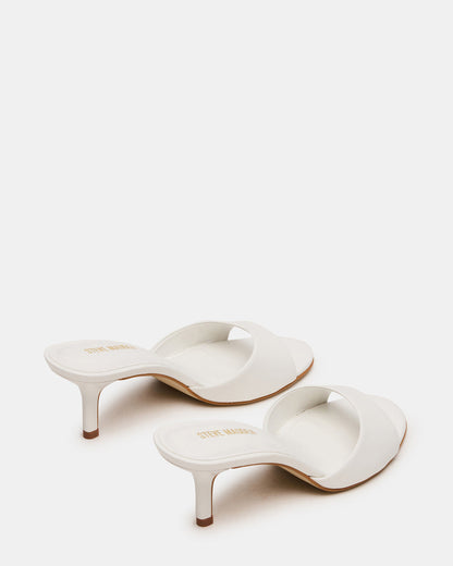 KENDRIX White Leather Mule Stiletto Women's Heel | Steve Madden Customer Favorite