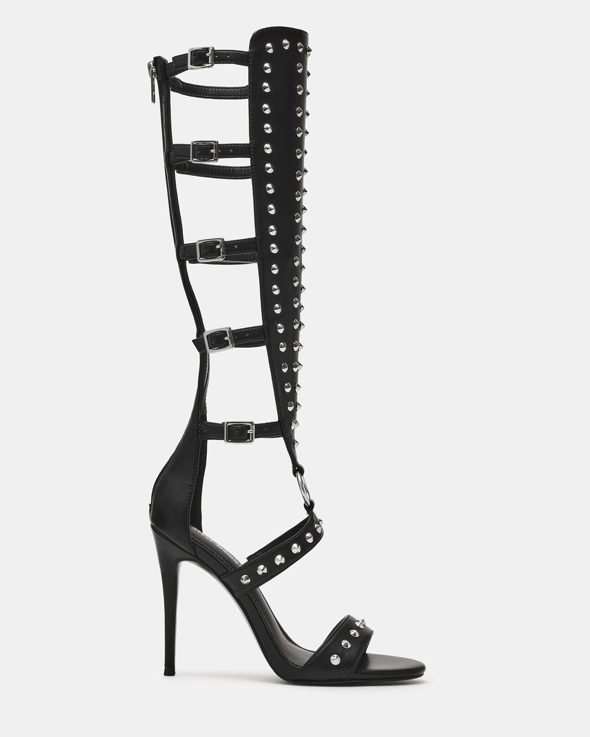 COMPOSURE Black Studs Strappy Stiletto Buckles Women's Heel | Steve Madden Discount