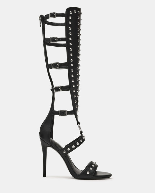 COMPOSURE Black Studs Strappy Stiletto Buckles Women's Heel | Steve Madden Discount