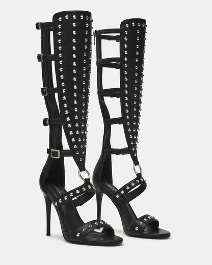 COMPOSURE Black Studs Strappy Stiletto Buckles Women's Heel | Steve Madden Discount