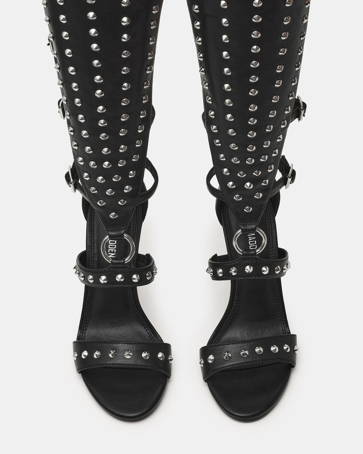 COMPOSURE Black Studs Strappy Stiletto Buckles Women's Heel | Steve Madden Discount