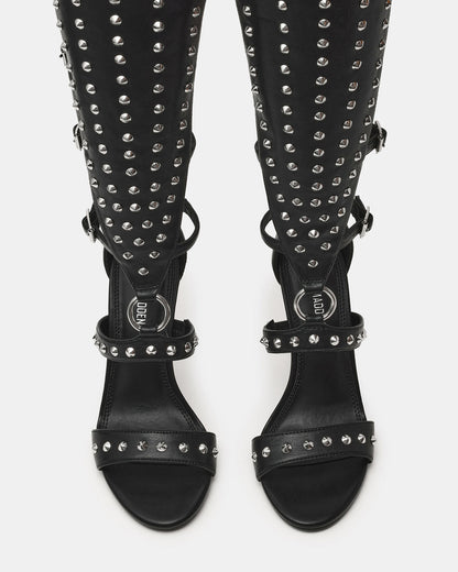 COMPOSURE Black Studs Strappy Stiletto Buckles Women's Heel | Steve Madden Discount
