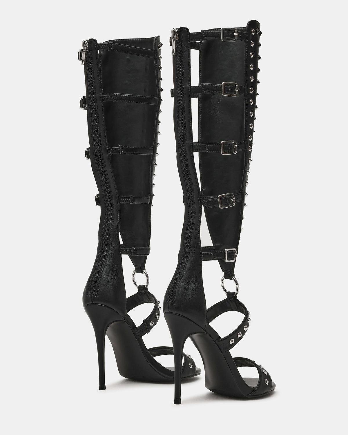 COMPOSURE Black Studs Strappy Stiletto Buckles Women's Heel | Steve Madden Discount