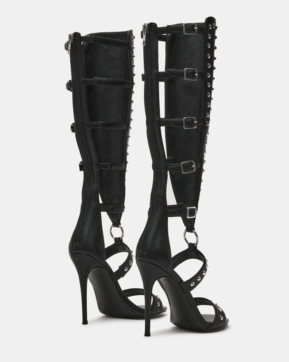 COMPOSURE Black Studs Strappy Stiletto Buckles Women's Heel | Steve Madden Discount