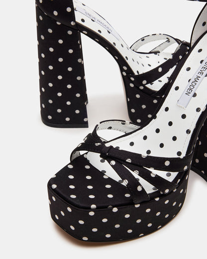 RETRO White/Black Polka Dot Open-Toe Block Heel Platform Women's Heel | Steve Madden Value