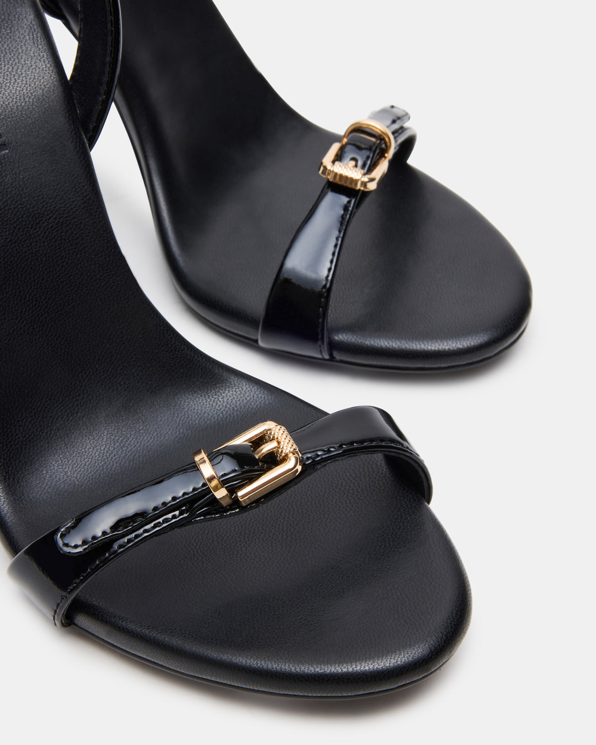 FOXX Black Patent Strappy Stiletto Open-Toe Women's Heel | Steve Madden Essential