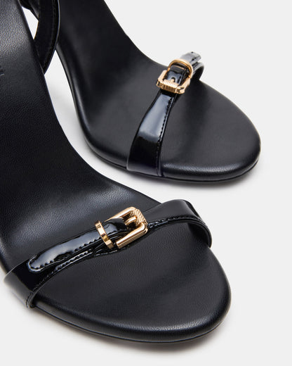 FOXX Black Patent Strappy Stiletto Open-Toe Women's Heel | Steve Madden Essential