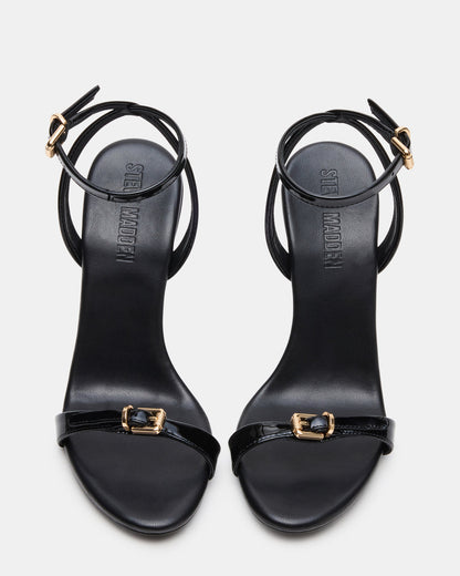 FOXX Black Patent Strappy Stiletto Open-Toe Women's Heel | Steve Madden Essential