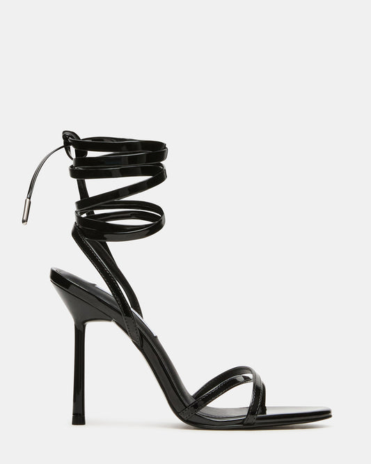 NERI Black Patent Strappy Stiletto Round-Toe Women's Heel | Steve Madden Hot Sale