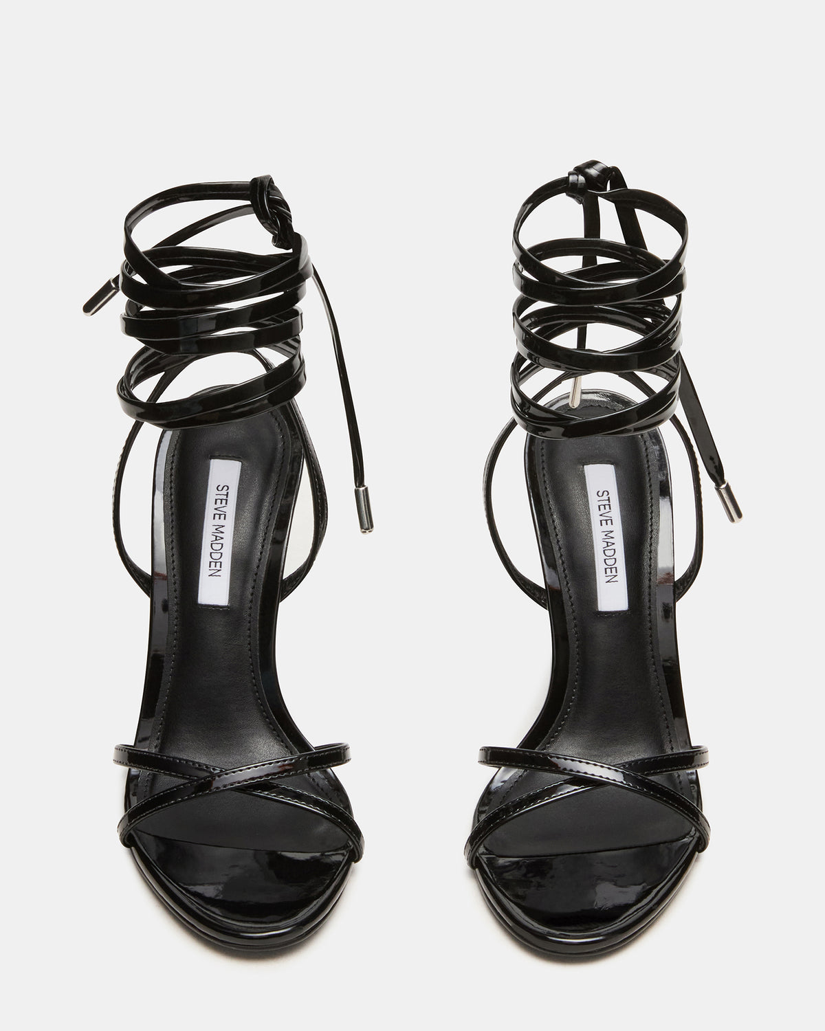 NERI Black Patent Strappy Stiletto Round-Toe Women's Heel | Steve Madden Hot Sale