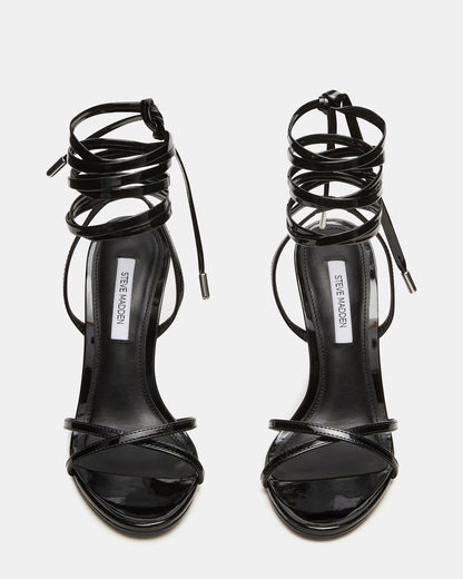 NERI Black Patent Strappy Stiletto Round-Toe Women's Heel | Steve Madden Hot Sale