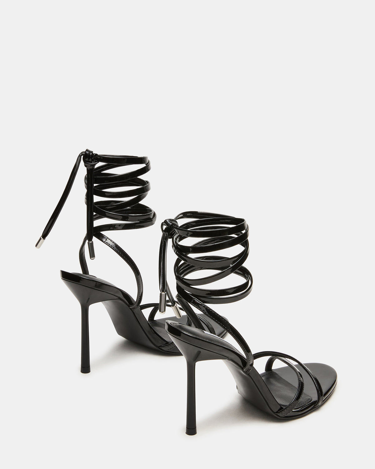 NERI Black Patent Strappy Stiletto Round-Toe Women's Heel | Steve Madden Hot Sale