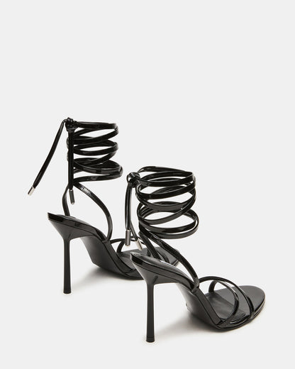 NERI Black Patent Strappy Stiletto Round-Toe Women's Heel | Steve Madden Hot Sale