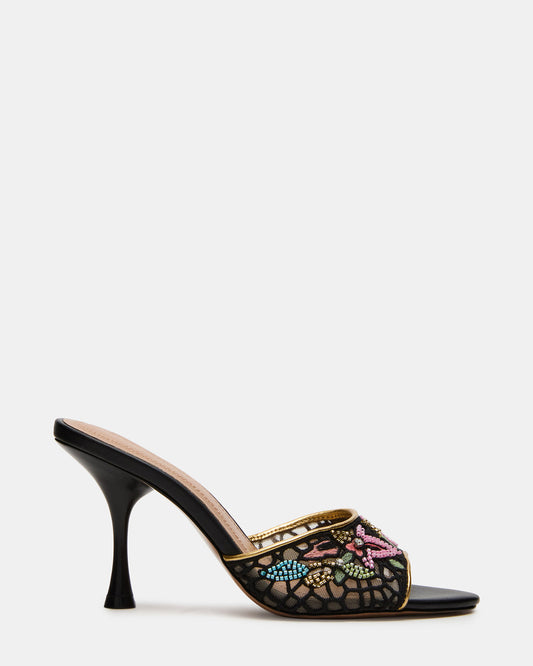 SANTI Mesh Black Multi Pointed-Toe Mule Women's Heel | Steve Madden Special Offer