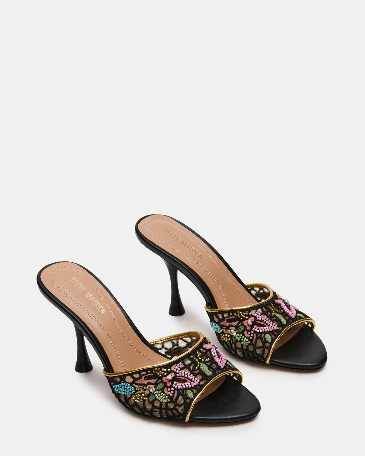 SANTI Mesh Black Multi Pointed-Toe Mule Women's Heel | Steve Madden Special Offer