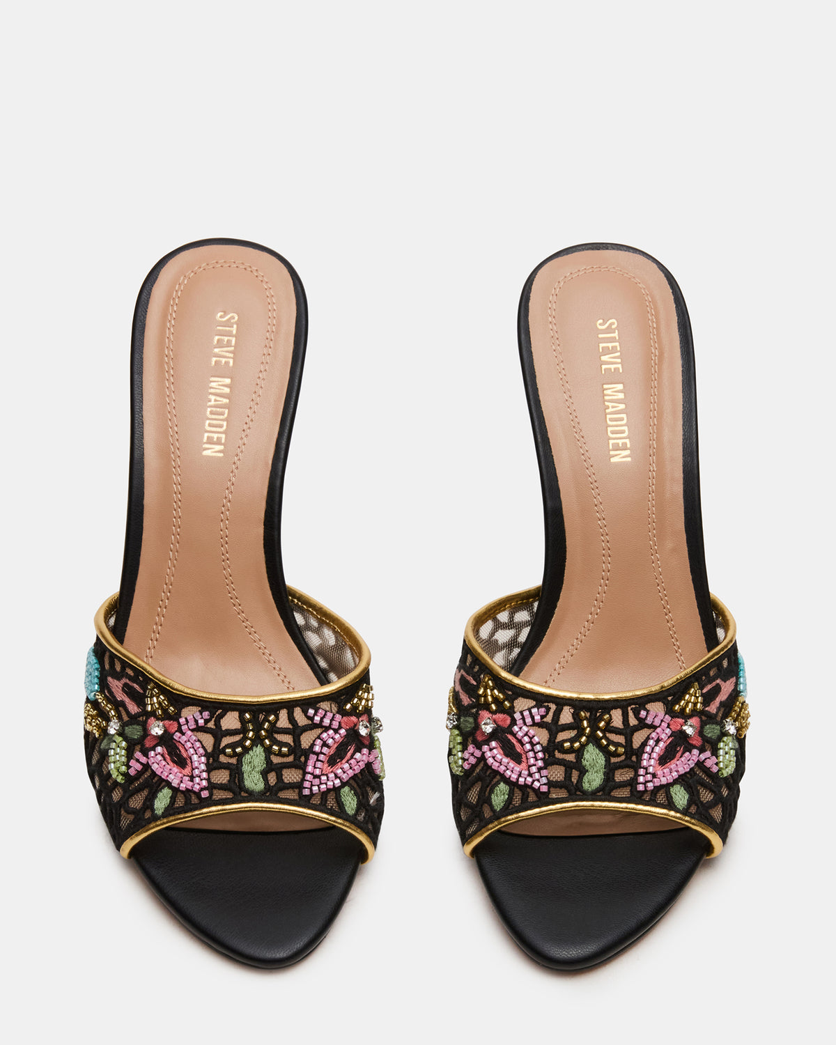 SANTI Mesh Black Multi Pointed-Toe Mule Women's Heel | Steve Madden Special Offer