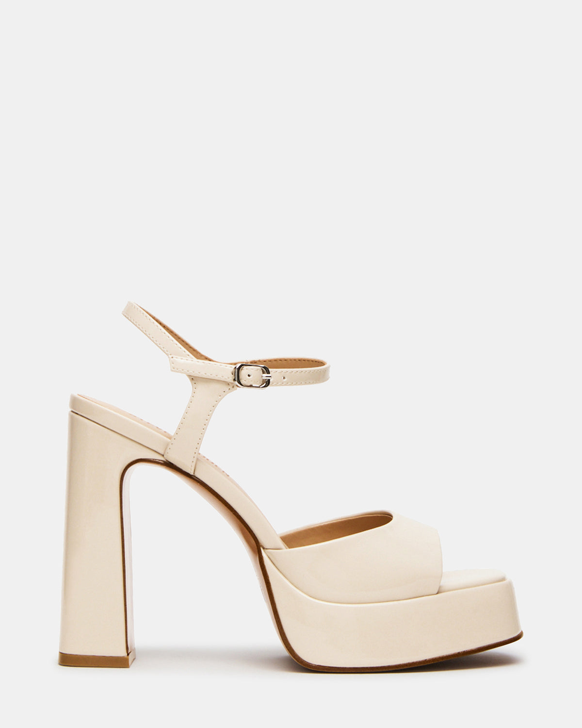 LINADRA Bone Patent Platform Square-Toe Strappy Women's Heel | Steve Madden New