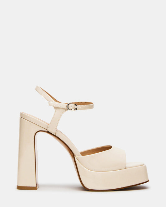 LINADRA Bone Patent Platform Square-Toe Strappy Women's Heel | Steve Madden New