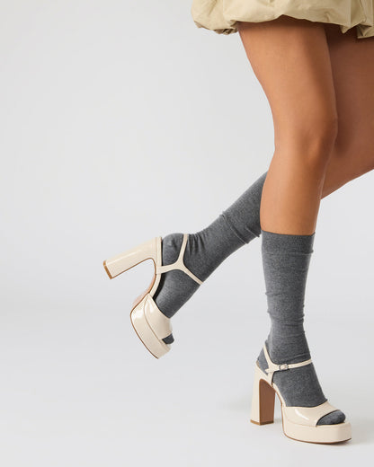 LINADRA Bone Patent Platform Square-Toe Strappy Women's Heel | Steve Madden New