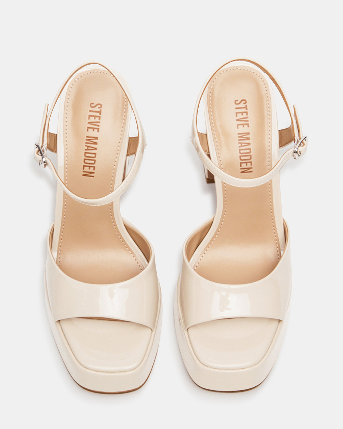 LINADRA Bone Patent Platform Square-Toe Strappy Women's Heel | Steve Madden New
