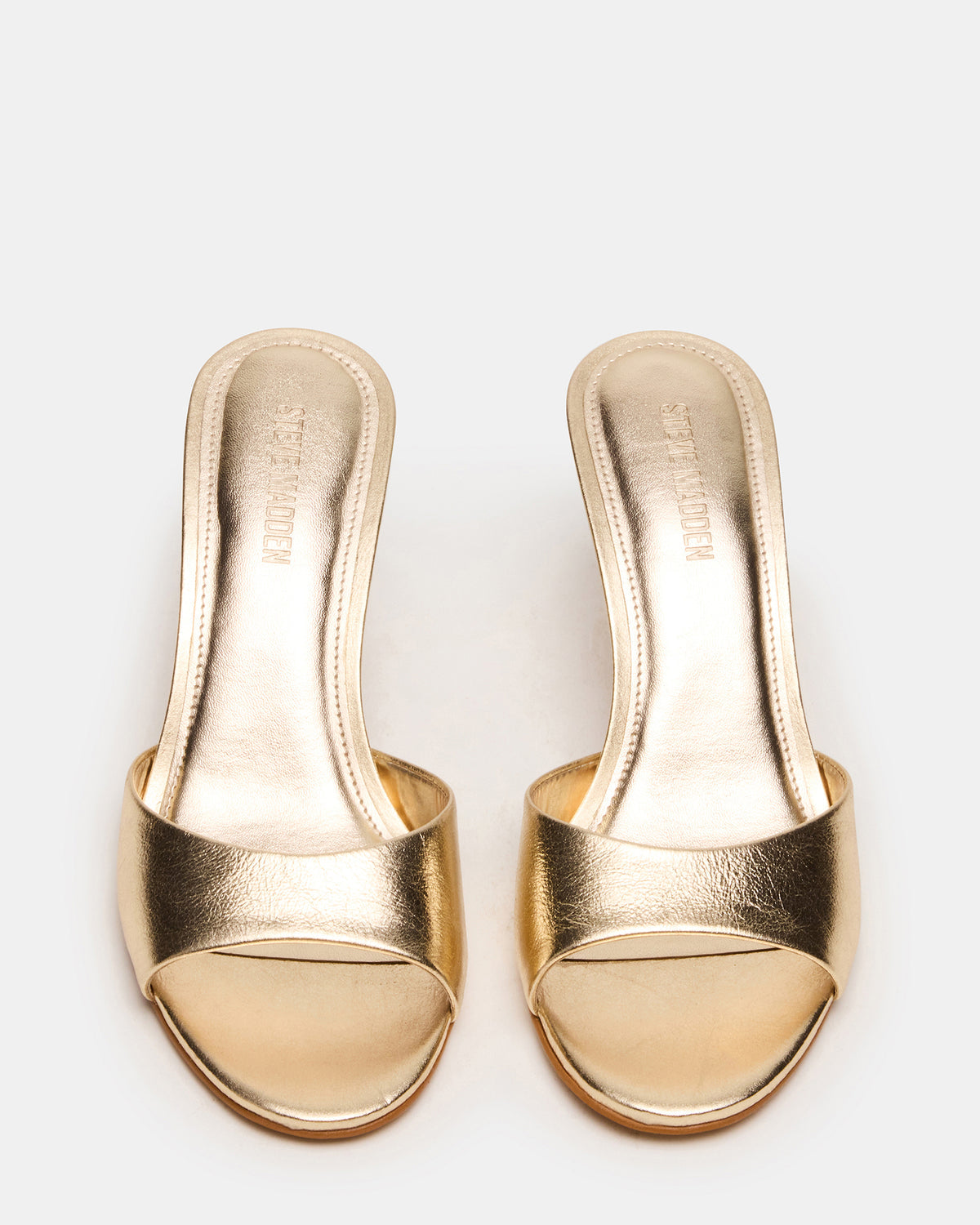 KENDRIX Gold Leather Mule Stiletto Women's Heel | Steve Madden Customer Favorite